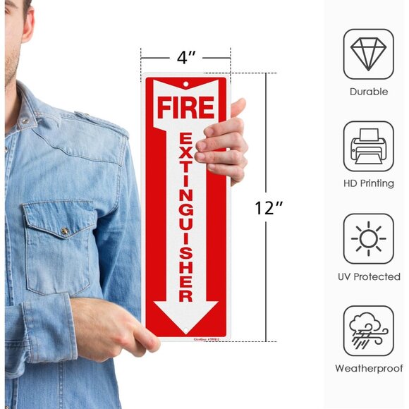GicnKeuz Fire Extinguisher Sign, 12"x4" .040 - Picture 3 of 6